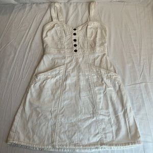 Jayne Denim Style Mini Dress Women's XS White Casual Y2K Dress